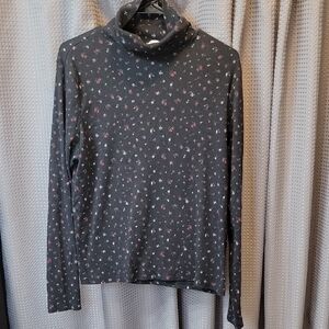 Levi's Floral Mock Neck Turtle Neck Rib Knit Top Size XXL
